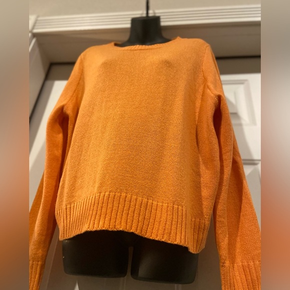 H & M Divided~Bright Orange~Acrylic~Knit~Scoop Neck~Pullover~Sweater~Size L - Picture 7 of 11